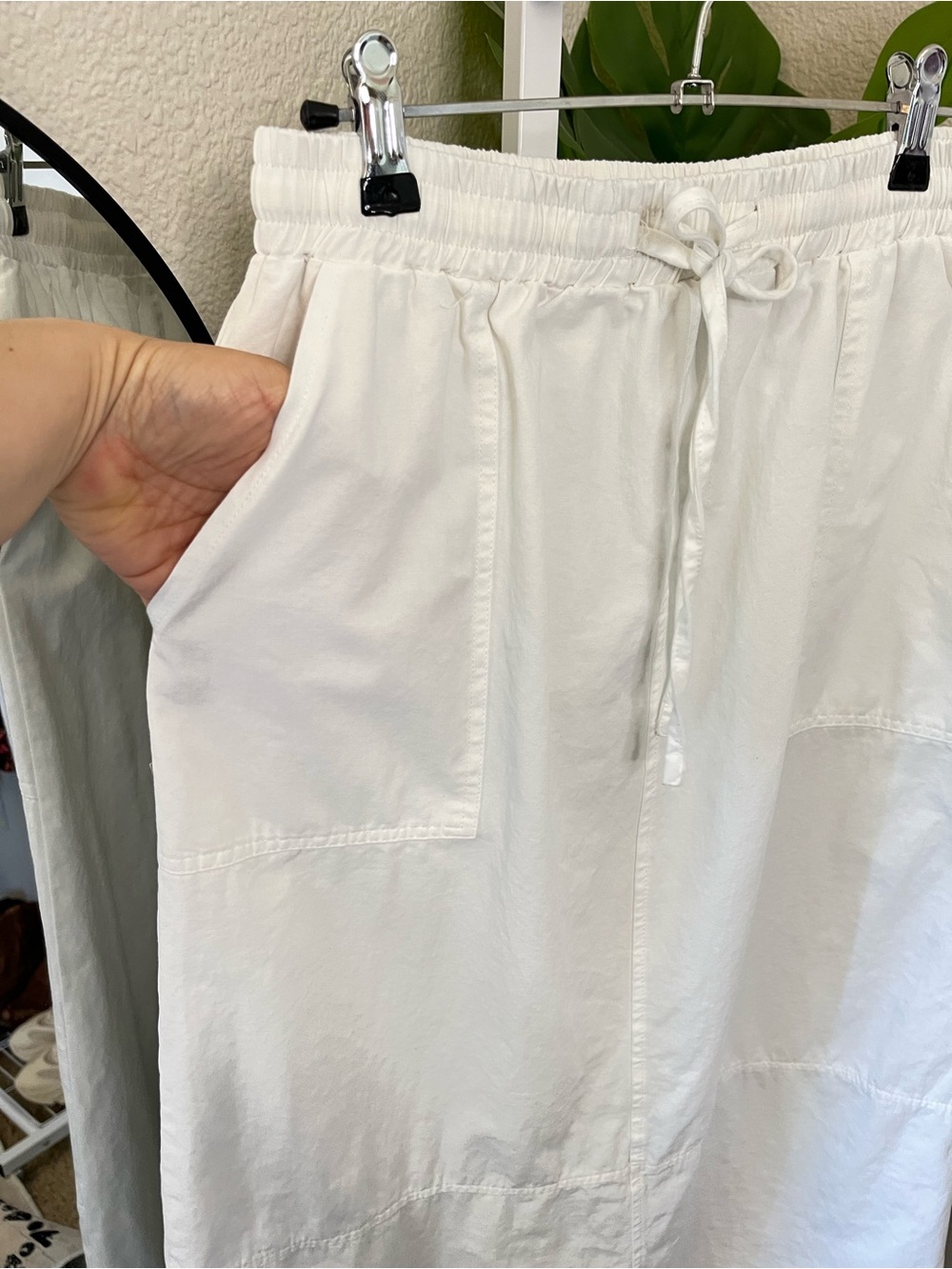 100% Cotton White Drawstring Maxi Skirt size M | Minimal Coastal Boho Skirt - Picture 5 of 9
